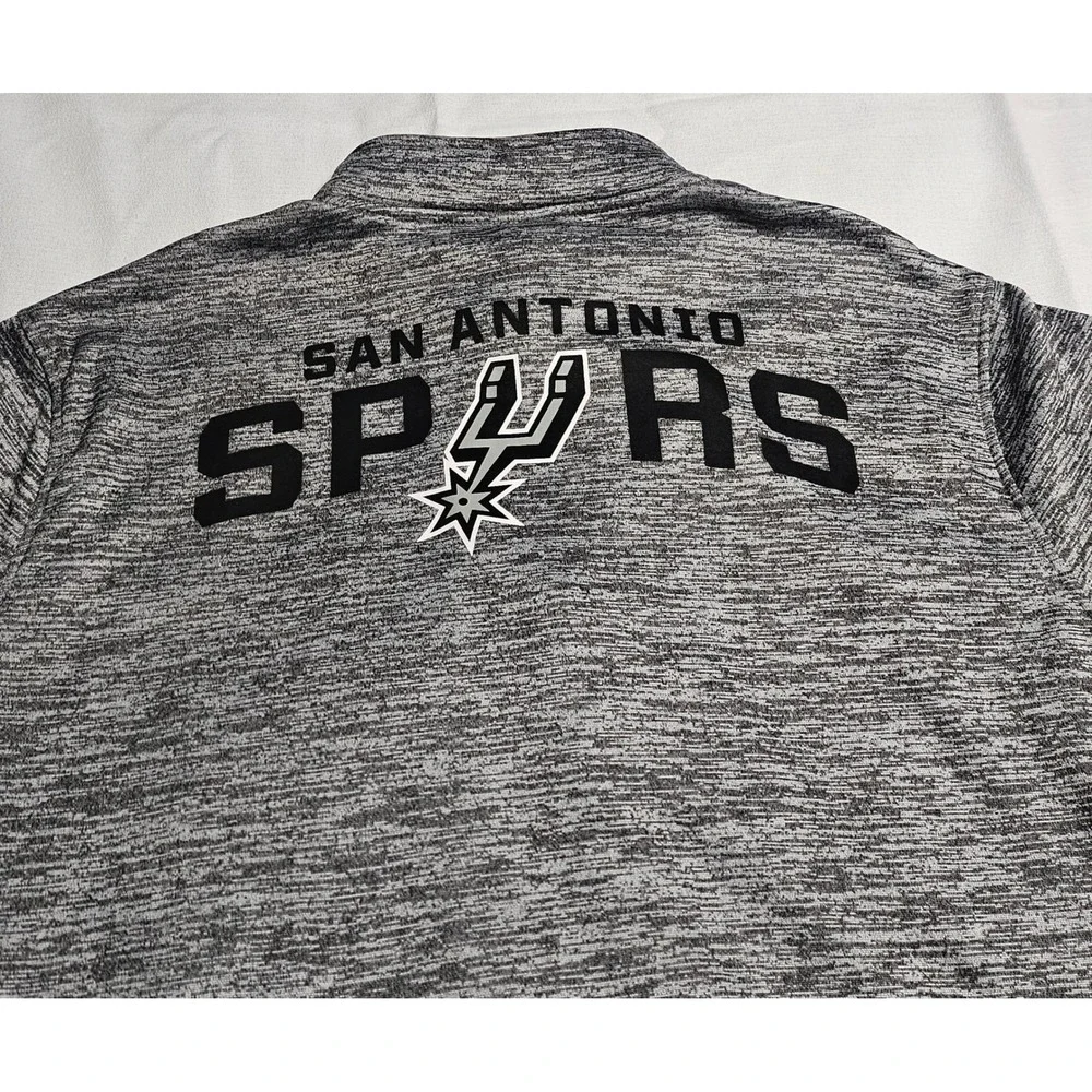 NBA San Antonio Spurs Jacket Mens XL Gray Space Dye Fleece Full Zip Track Coat